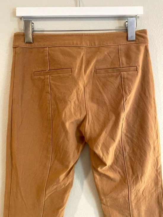Derek Lam 10 Crosby Camel Flared Trousers Contrast Stitch Size 6 Cotton Cropped - Picture 11 of 14